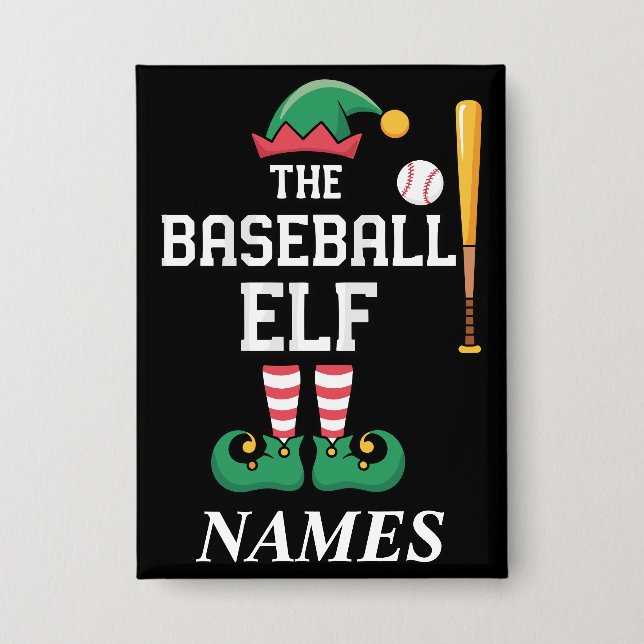 Badge Personalized Name Baseball Elf Family Matching  (Recto)