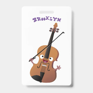 Badge Personnage de dessin animé musical au violon drôle