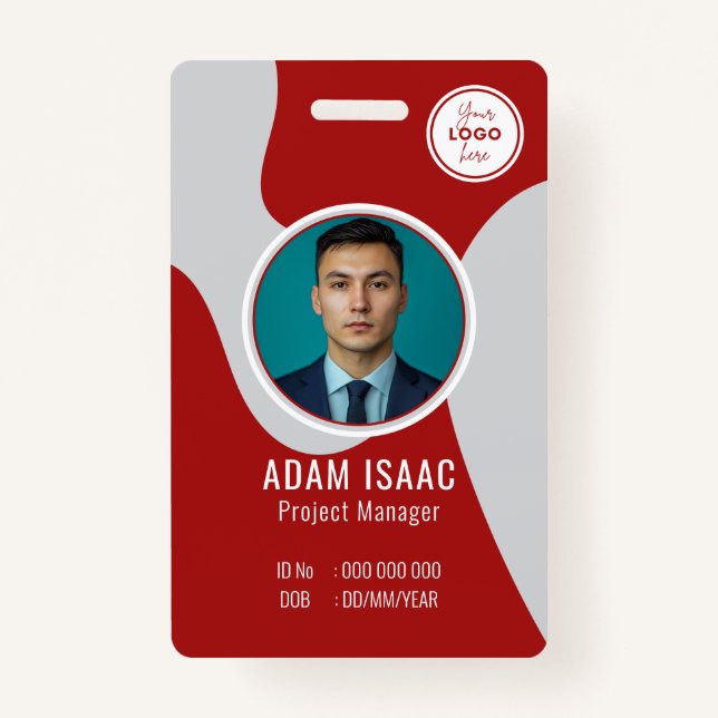 Badge Personnalisable Code-barres Nom du logo Personnel  (Devant)