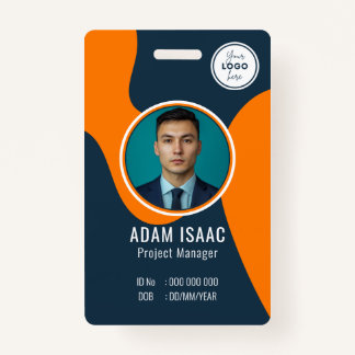 Badge Personnalisable Code-barres Nom du logo Personnel 