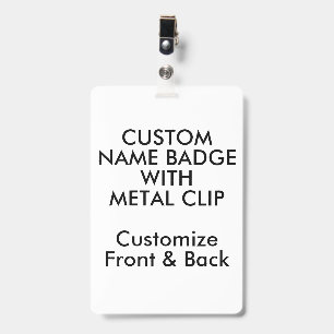Badge personnalisé 6" x 4" avec pince métallique v