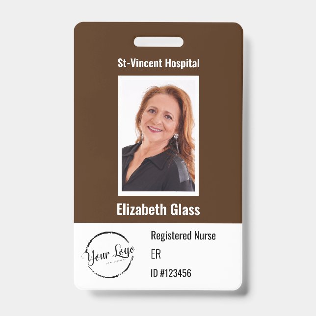 Badge personnalisé avec photo de l'employé, code-b (Avant)