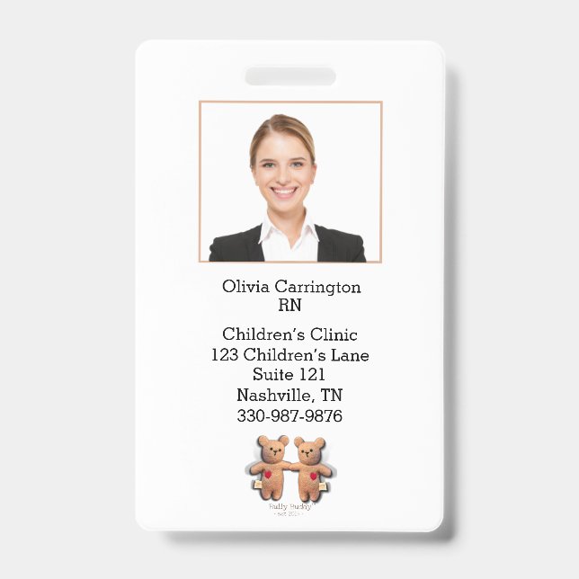 Badge personnalisé avec photo et code-barres pour  (Avant)
