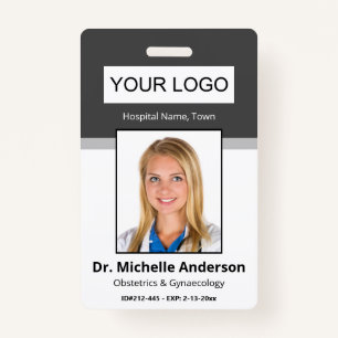 Badge Personnalisé Dark Grey Doctor Identité photo