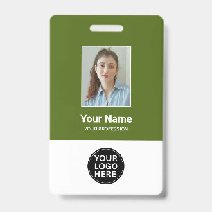 Badge personnalisé Dill vert avec photo, logo et n