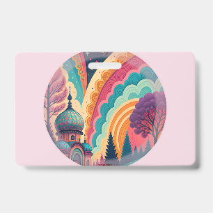 Badge personnalisé Dome Arc-en-ciel Rose