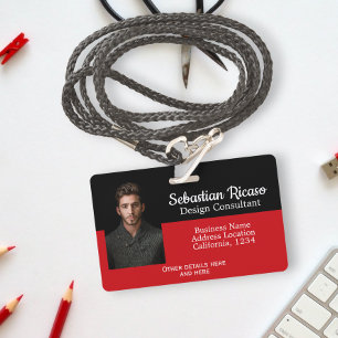 Badge Personnalisé Entreprise Noir rouge
