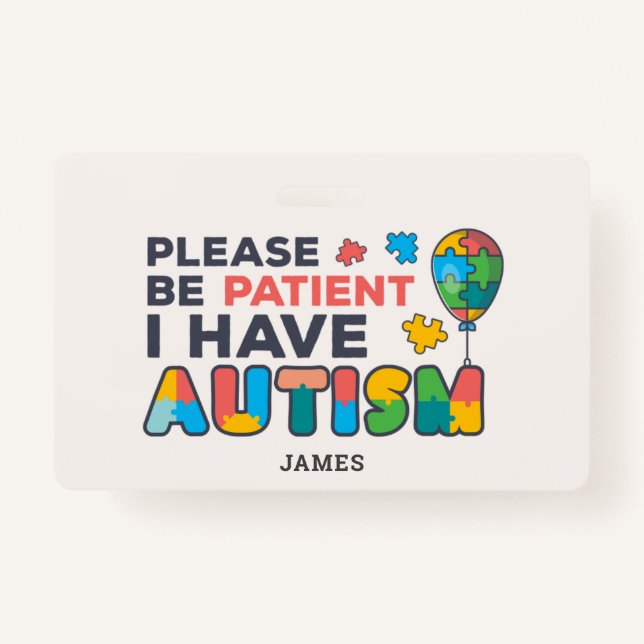 Badge Personnalisé j'ai l'ID d'autisme (Devant)