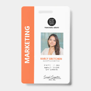 Badge Personnalisé Moderne Employé Professionnel Orange