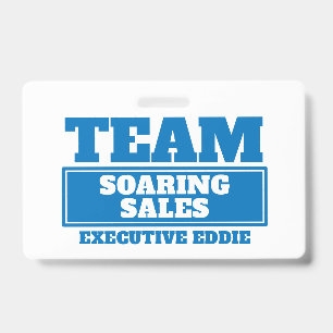 Badge personnalisé pour équipe bleue avec nom pers