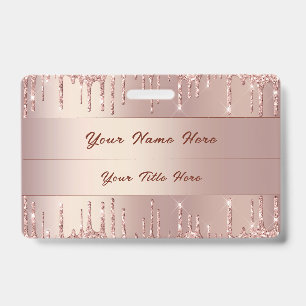 Badge personnalisé Rose Gold Glitter Entreprise Vo