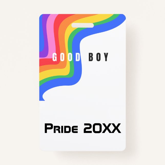 Badge Personnaliser Arc-en-ciel Bon Garçon - ID de fête  (Devant)