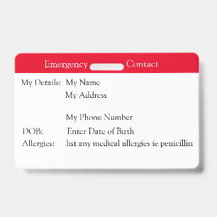 Badge Personne à contacter en cas d'urgence