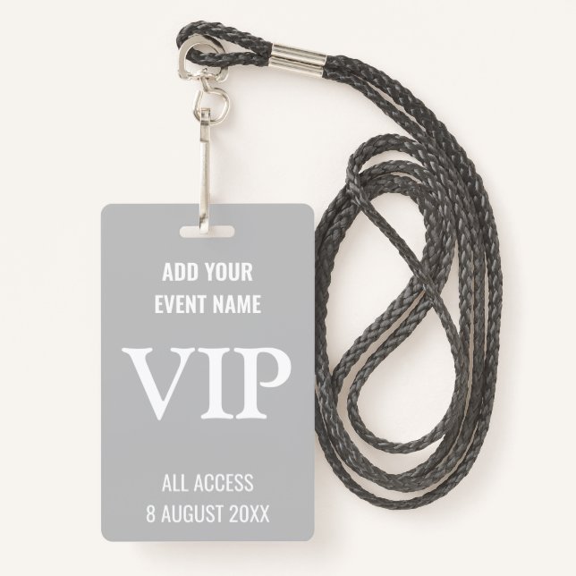 Badge Personne très importante VIP Music Festival Grey (Devant avec lanière)