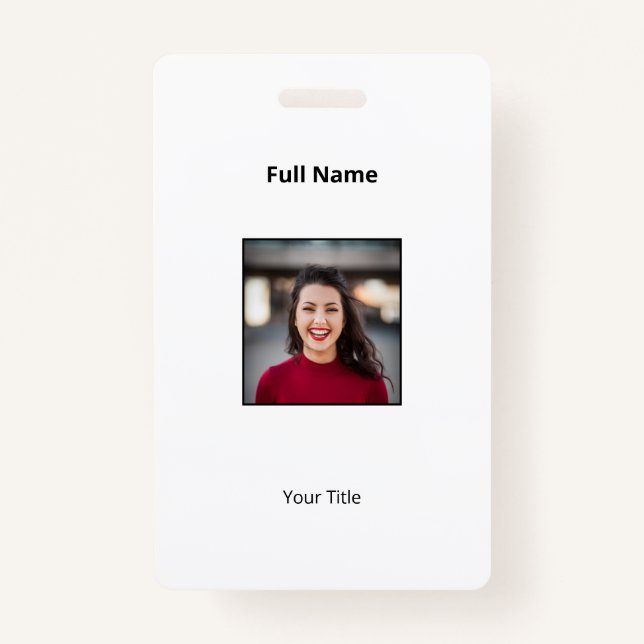 Badge personnel blanc photo et texte (Devant)
