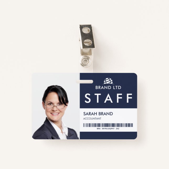 Badge Personnel de l'ID photo d'entreprise (Devant avec clip)
