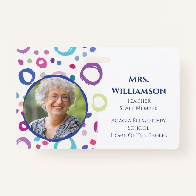 Badge Personnel enseignant et enseignant moderne ID phot (Devant)