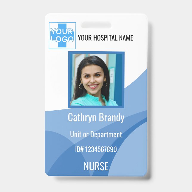 Badge personnel hospitalier ou clinique personnalisé ble (Avant)