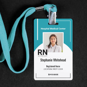 Badge Personnel Médicale personnalisé - ID photo Turquoi
