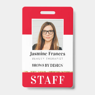 Badge PERSONNEL MODERNE PHOTO ID travail design chic rou