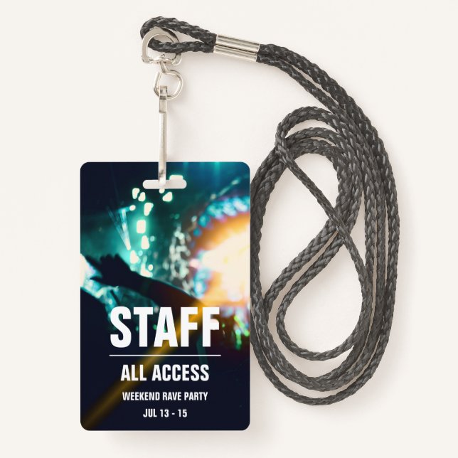 Badge Personnel personnalisé | Insigne de carte de conce (Devant avec lanière)