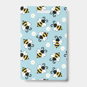 Badge Petites abeilles mignonnes et fleurs marguerites m