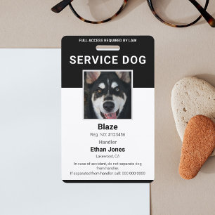 Badge Photo de chien d'assistance Noir
