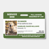 Photo de chien de service blanc vert personnalisé