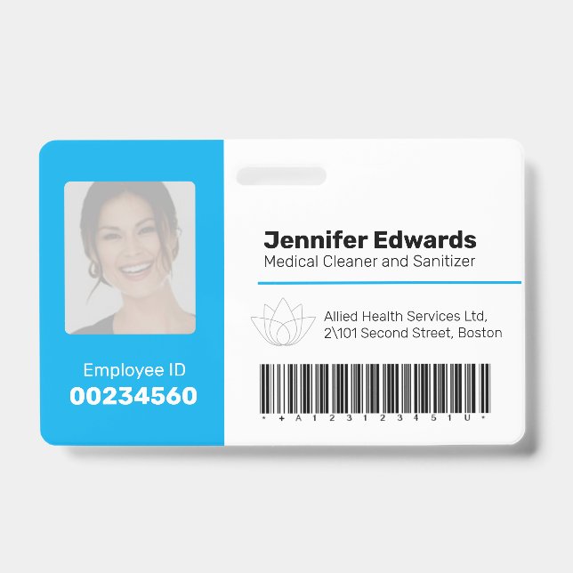Badge Photo de code-barres d'identification de l'employé (Avant)