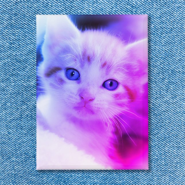 Badge Photo de famille Blue Pink Ombre (Family Cat Photo Blue Pink Ombre Button)