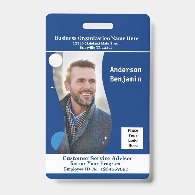 Badge Photo de l'employé Carte d'identité à code-barres (Avant)
