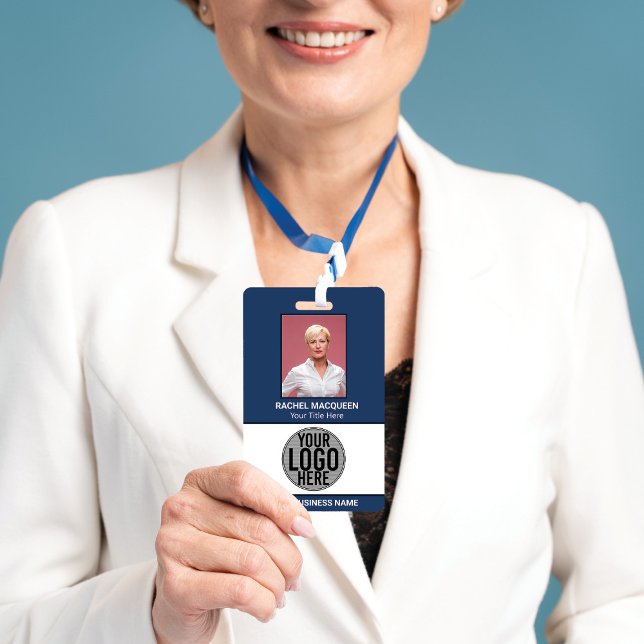Badge Photo de l'employé Code-barres Logo Nom de l'entre (Créateur téléchargé)
