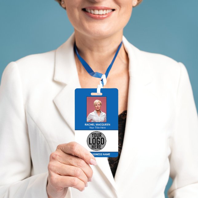 Badge Photo de l'employé Code-barres Logo Nom de l'entre (Créateur téléchargé)