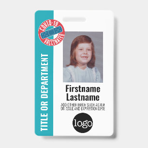 Badge Photo de l'employé, code-barres, logo, vacciné con