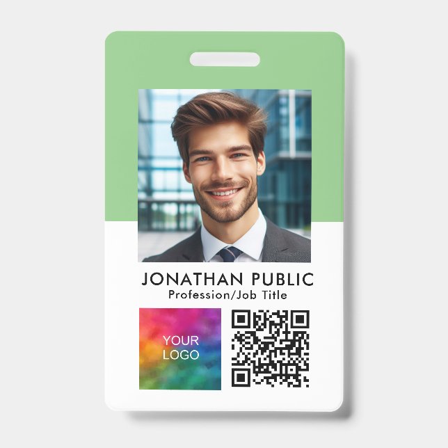 Badge Photo de l'employé Code QR Logo de l'entreprise Mo (Avant)