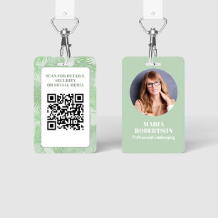 Badge Photo de l'employé Code QR Palme verte