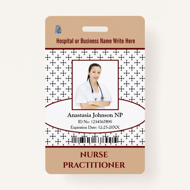 Badge Photo de l'employé de l'infirmière Médicale de l'h (Devant)
