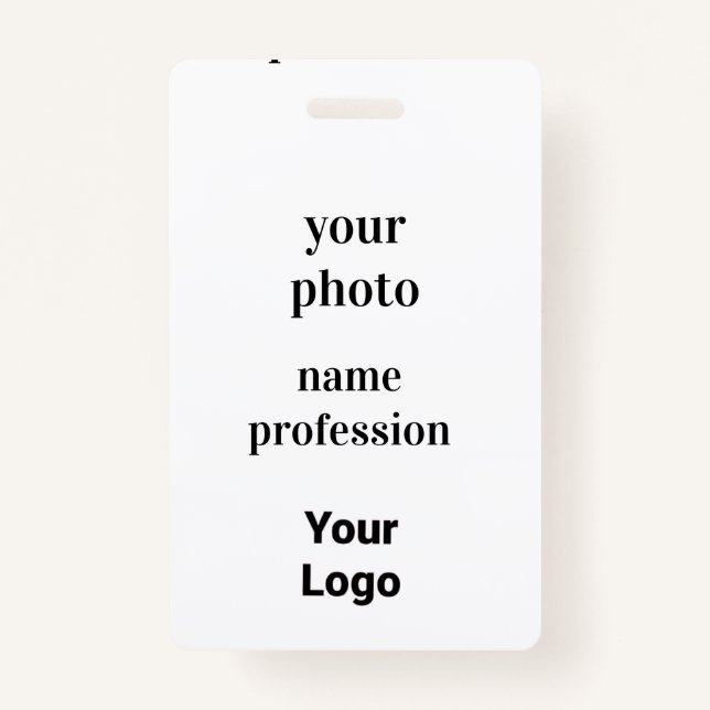 Badge photo de l'employé du bureau, code barre, logo, ba (Devant)