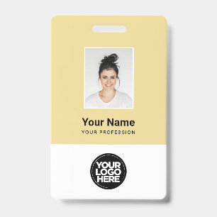Badge Photo de l'employé en crème personnalisée, code-ba