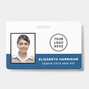 Badge Photo de l'employé ID Logo Code-barres Bleu