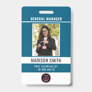 Badge Photo de l'employé Logo ou code QR de sécurité