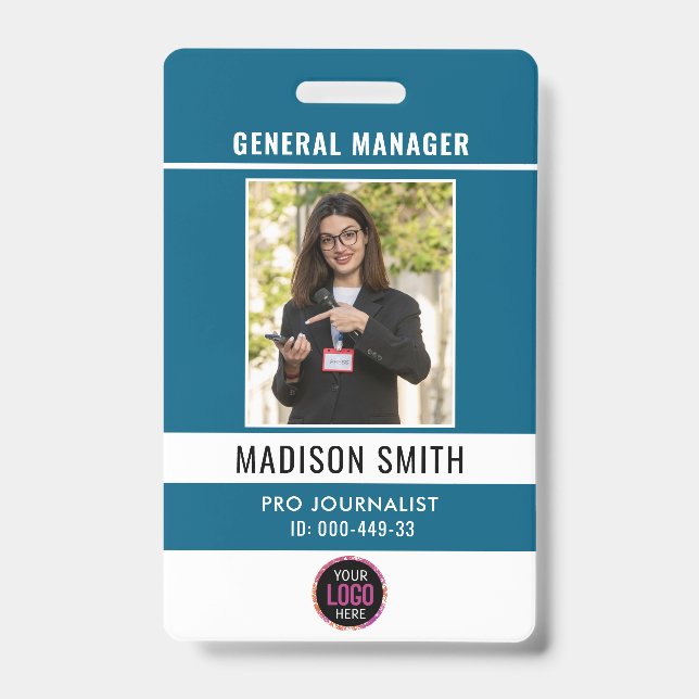 Badge Photo de l'employé Logo ou code QR de sécurité (Avant)