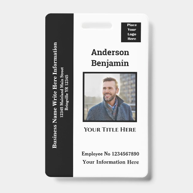 Badge Photo de l'employé Nom Logo Carte d'identité Code- (Avant)