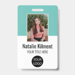 Badge Photo de l'employé Nom Logo Code-barres Sarcelle e