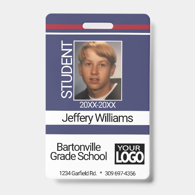 Badge Photo de l'étudiant - Bleu (Avant)