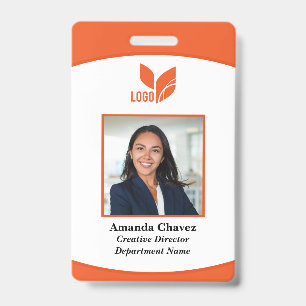 Badge Photo de logo orange Code-barres Employé