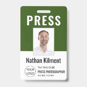 Badge Photo de passe de presse de journaliste Nom Logo I