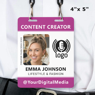 Badge Photo de passe ID de médias professionnels Logo Ro