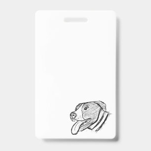 Badge photo de pitbull dessiné à la main amateur de chie