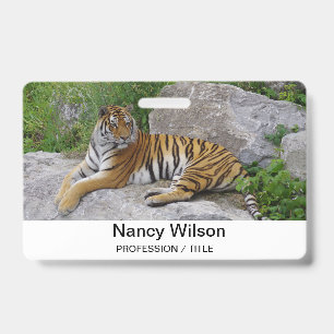 Badge Photo de portrait d'un tigre de Sibérie